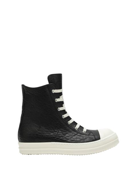 Rick Owens Black high-top sneakers in textured leather