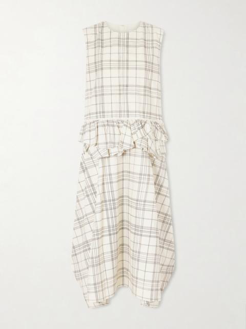 Jil Sander Ruffled Checked Cotton-poplin Midi Dress