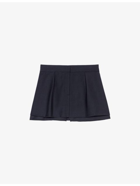 maje Tailored Mid-Rise Stretch-Woven Skort