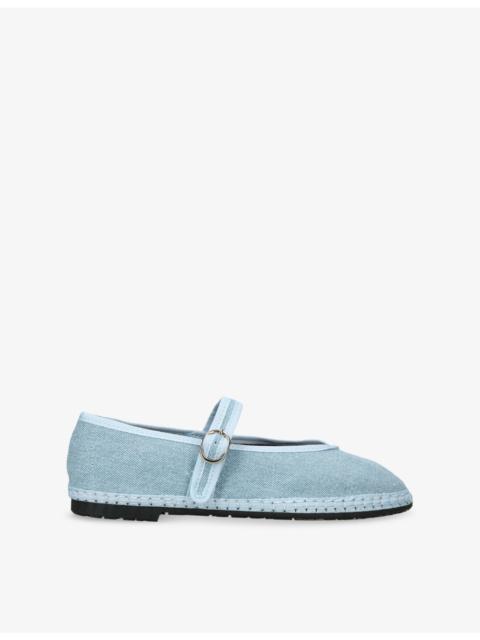 FLABELUS Pierre Denim Mary Jane Flats