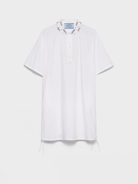 Prada Embroidered poplin mini-dress