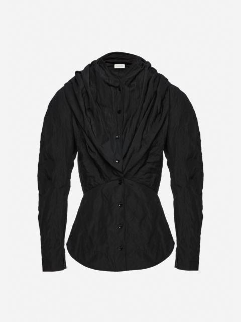MAGDA BUTRYM Shawl collar fitted blouse in black