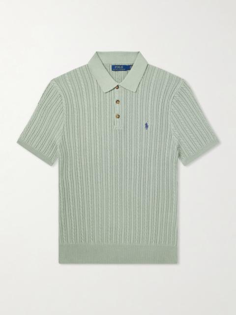 Polo Ralph Lauren Logo-Embroidered Cable-Knit Cotton Polo Shirt