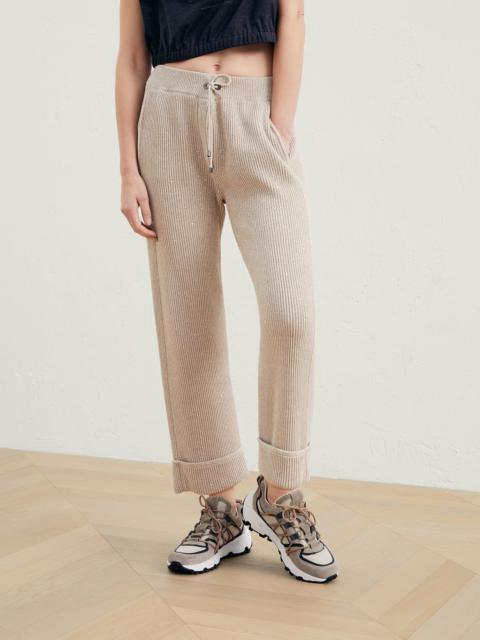 Brunello Cucinelli Dazzling cotton English rib knit trousers