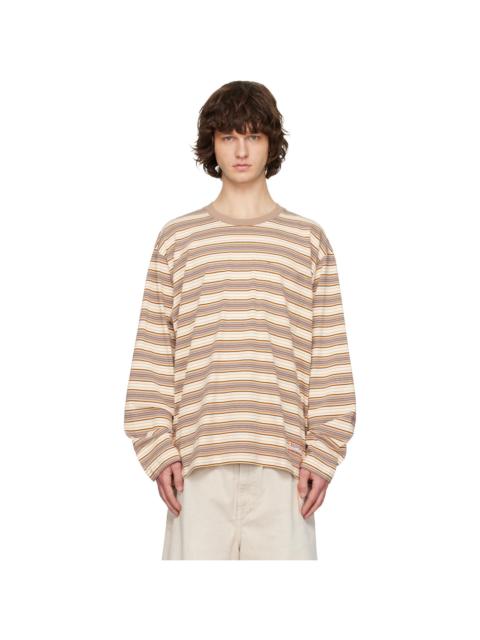 SOLID HOMME Brown & Off-White Striped Long Sleeve T-shirt