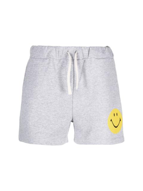 smiley-face print cotton shorts