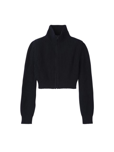 Longchamp Zip collar short cardigan Navy - Knit