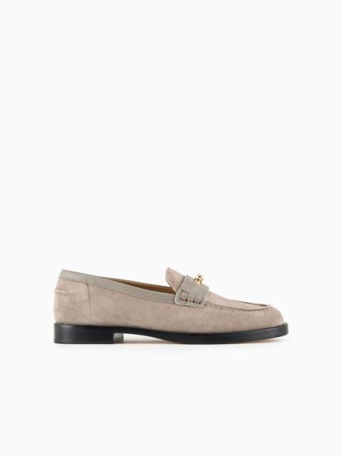 EMPORIO ARMANI Suede Icon loafers with leather details