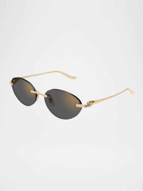 Cartier Panthère Rimless Metal Oval Sunglasses