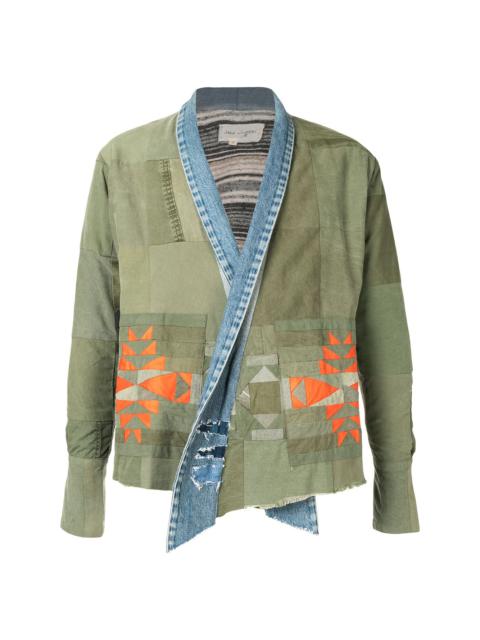 patchwork shawl-lapel jacket