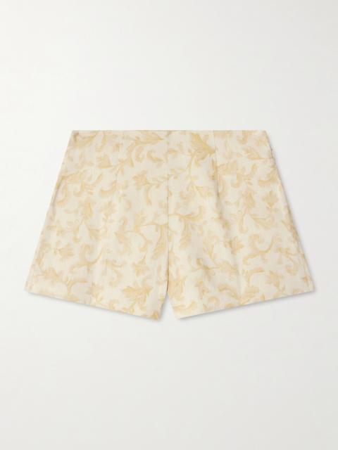 POSSE Isla Printed Linen And Silk-blend Shorts