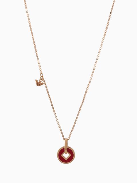 EMPORIO ARMANI Rose Gold-Tone Sterling Silver Pendant Necklace