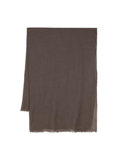 Rick Owens frayed virgin wool-cashmere scarf