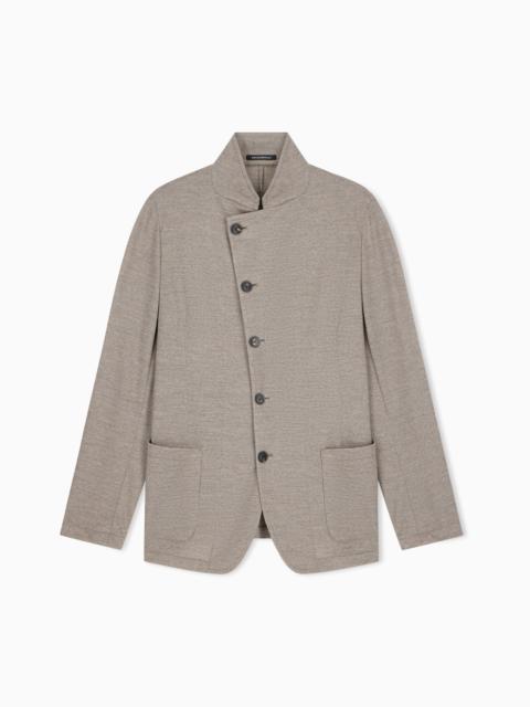 EMPORIO ARMANI UNLINED BLAZER IN TEXTURED VIRGIN WOOL JERSEY WITH POCKETS