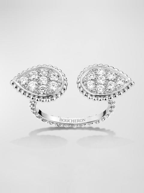 Boucheron White Gold Serpent Boheme 2-Motif Small Diamond Ring, EU 50 / US 5.25