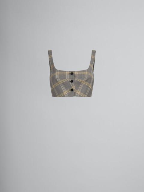 YELLOW CHECKED TECH WOOL CROP TOP