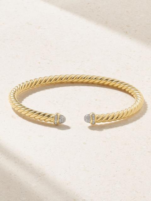 DAVID YURMAN Cablespira® Flex 18-karat gold and diamond cuff Gold
