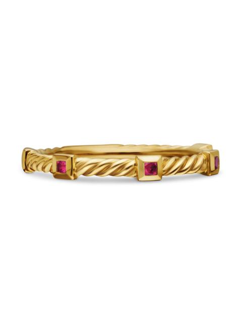 DAVID YURMAN Women's Cable Collectibles Stack Ring in 18K Yellow Gold - Ruby