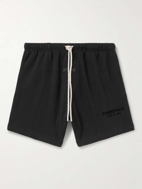 ESSENTIALS Straight-Leg Logo-Appliquéd Cotton-Blend Jersey Drawstring Shorts