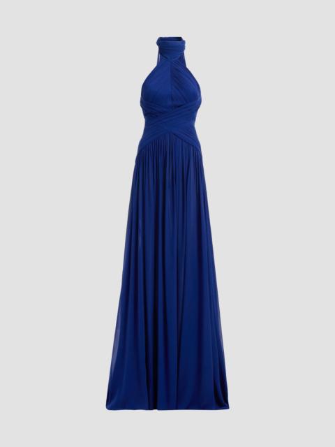 ELIE SAAB Women's Halterneck Draped Silk Gown - Deep Electric