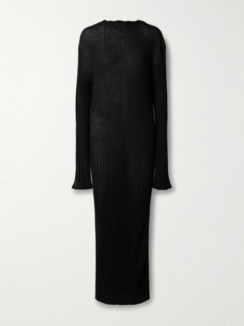 KHAITE Sigrid ribbed merino wool-blend maxi dress Black