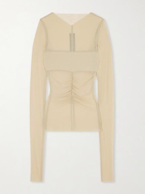Rick Owens Ruched Stretch-mesh T-shirt