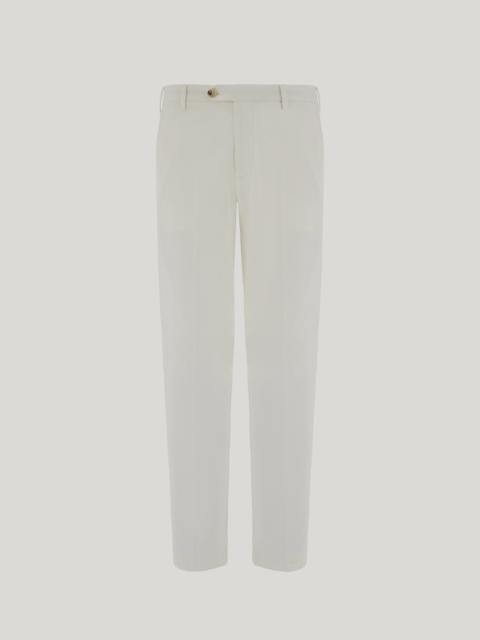 Canali WHITE REGULAR FIT CHINO PANTS IN COTTON AND SILK GABARDINE