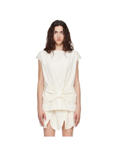 Simone Rocha Off-White Boxy Peplum Bow Detail Blouse