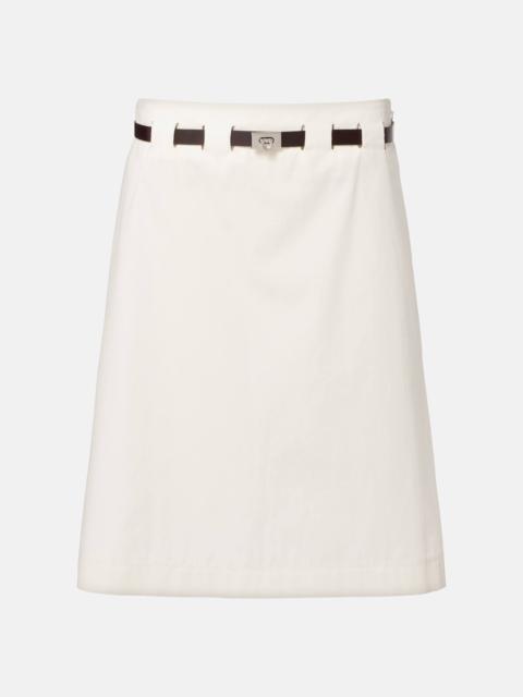 FERRAGAMO Belted cotton and silk miniskirt