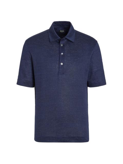 Pure Linen short-sleeve polo shirt