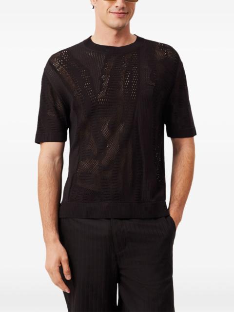 LACOSTE open-knit short-sleeve sweater