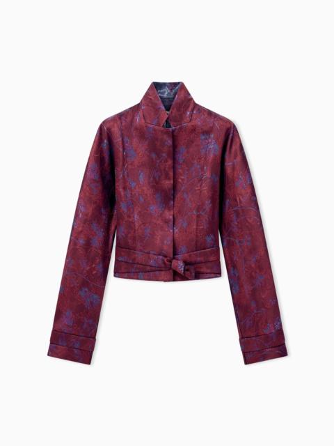 GIORGIO ARMANI BLAZER SLIM-FIT CROPPED IN LUREX JACQUARD WITH FLORAL MOTIF