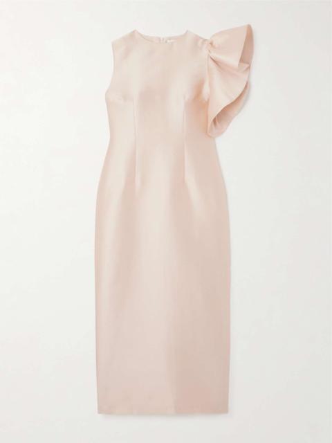 Franz asymmetric faille midi dress