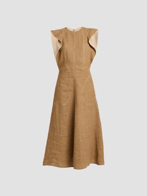 Moschino Women's Straw Linen Midi Dress - Multi Brown