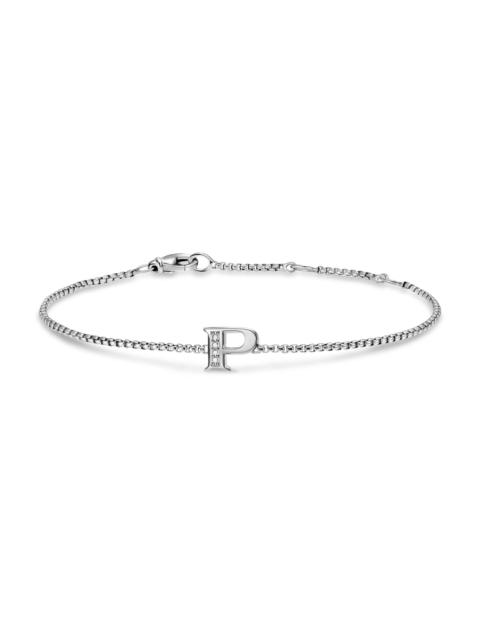 DAVID YURMAN Women's Petite Initial Chain Bracelet in Sterling Silver - Diamond P