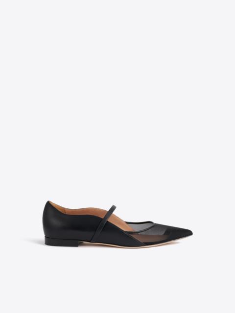 MALONE SOULIERS Maureen Arc Black Leather Flat Pumps