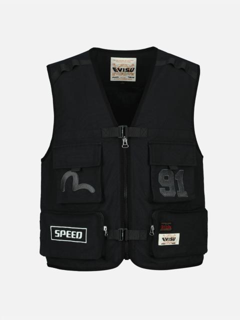 EVISU LOGO EMBROIDERY MULTI-POCKET VEST