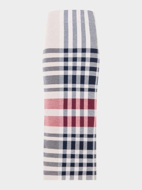 AKRIS Check Knit Midi Tube Skirt