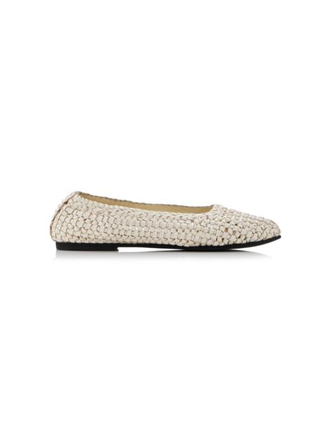 ST. AGNI Macrame Leather Mesh Ballet Flats white