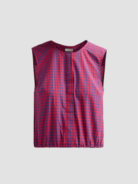 SIMKHAI Women's Gingham Sleeveless Button-Front Top - Scarlet Midnight Gingham