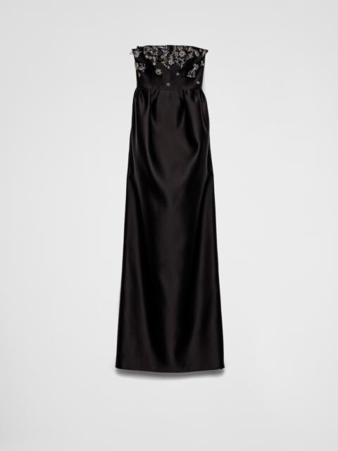 Prada Long embroidered satin dress