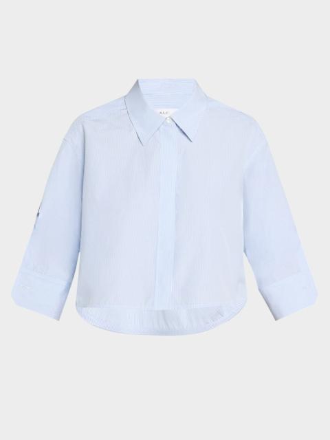A.L.C. Maude High-Low Striped Cotton Shirt