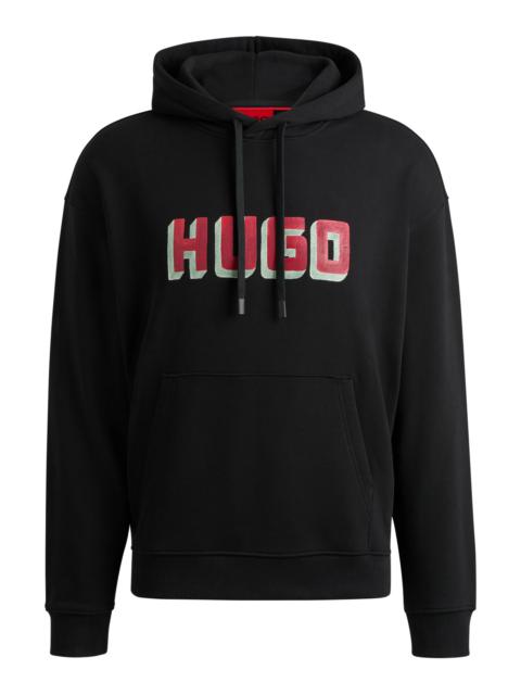HUGO LOGO-PRINT HOODIE IN FRENCH-TERRY COTTON