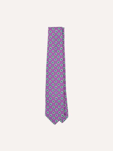 Drake's Lilac Hexagon Tile Print Silk Self-Tipped Tie
