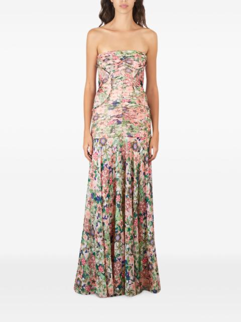 SALONI Kristie floral-print strapless maxi dress