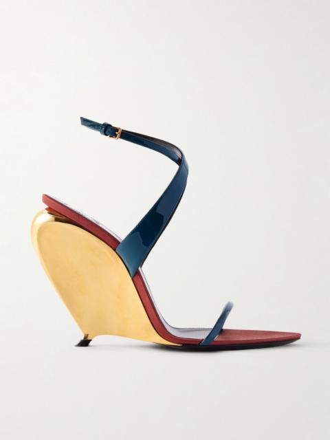 SAINT LAURENT Tallulah patent-leather wedge sandals Blue