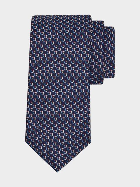 FERRAGAMO Men's Barzio Woven Micro-Gancio Silk Tie