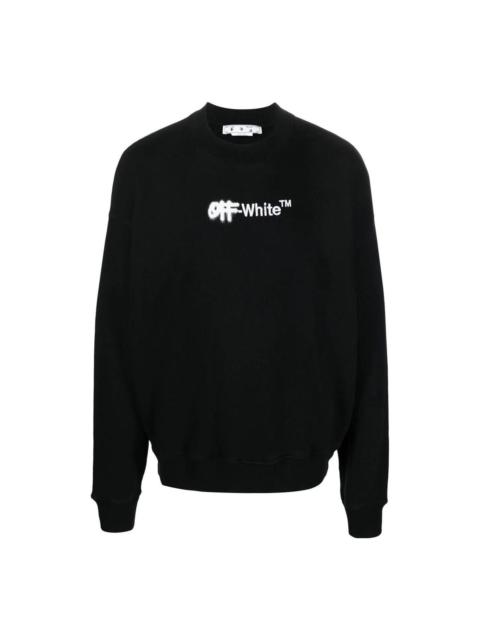 Off-White Men's Off-White FW22 Logo Embroidered Round Neck Long Sleeves Black OMBA054F22FLE0011001