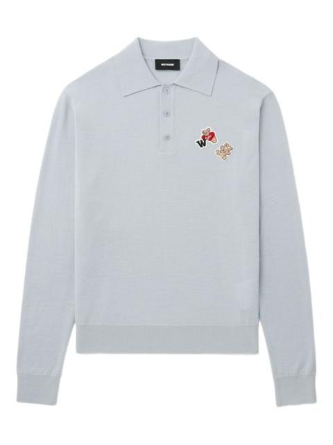 We11done bear-embroidered polo-neck sweater