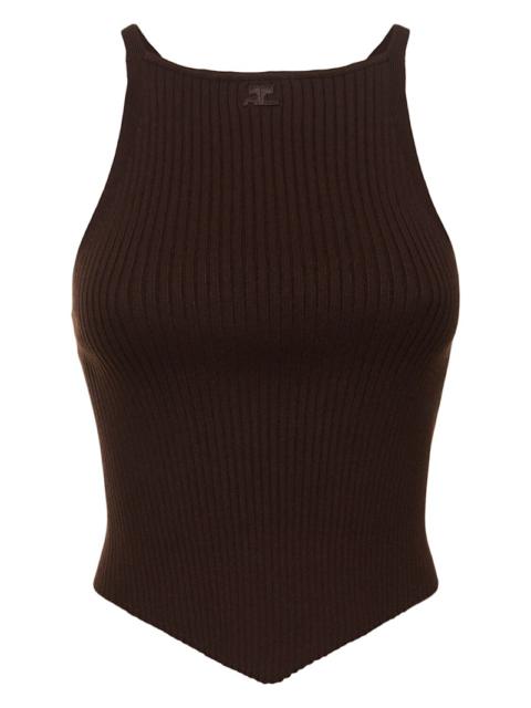 Pointy hem rib knit tank top